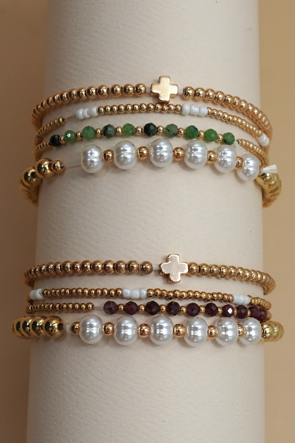 Multi Ball Pearl Chain Stretch Bracelet-2 Colors!