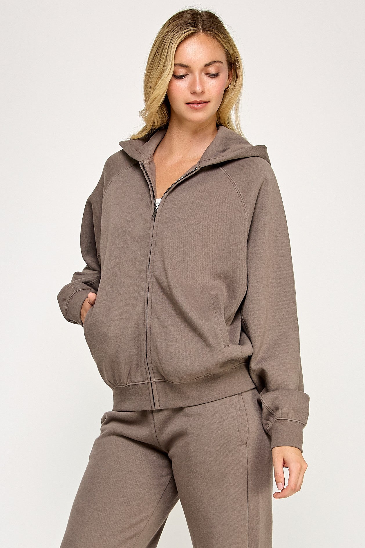 Basic Fleece Zip Up Hoodie