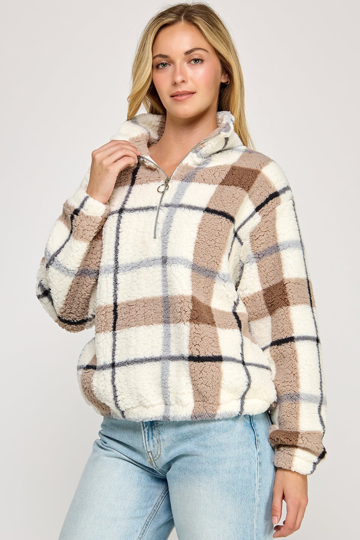 Sherpa Mock Neck Half Zip Pullover