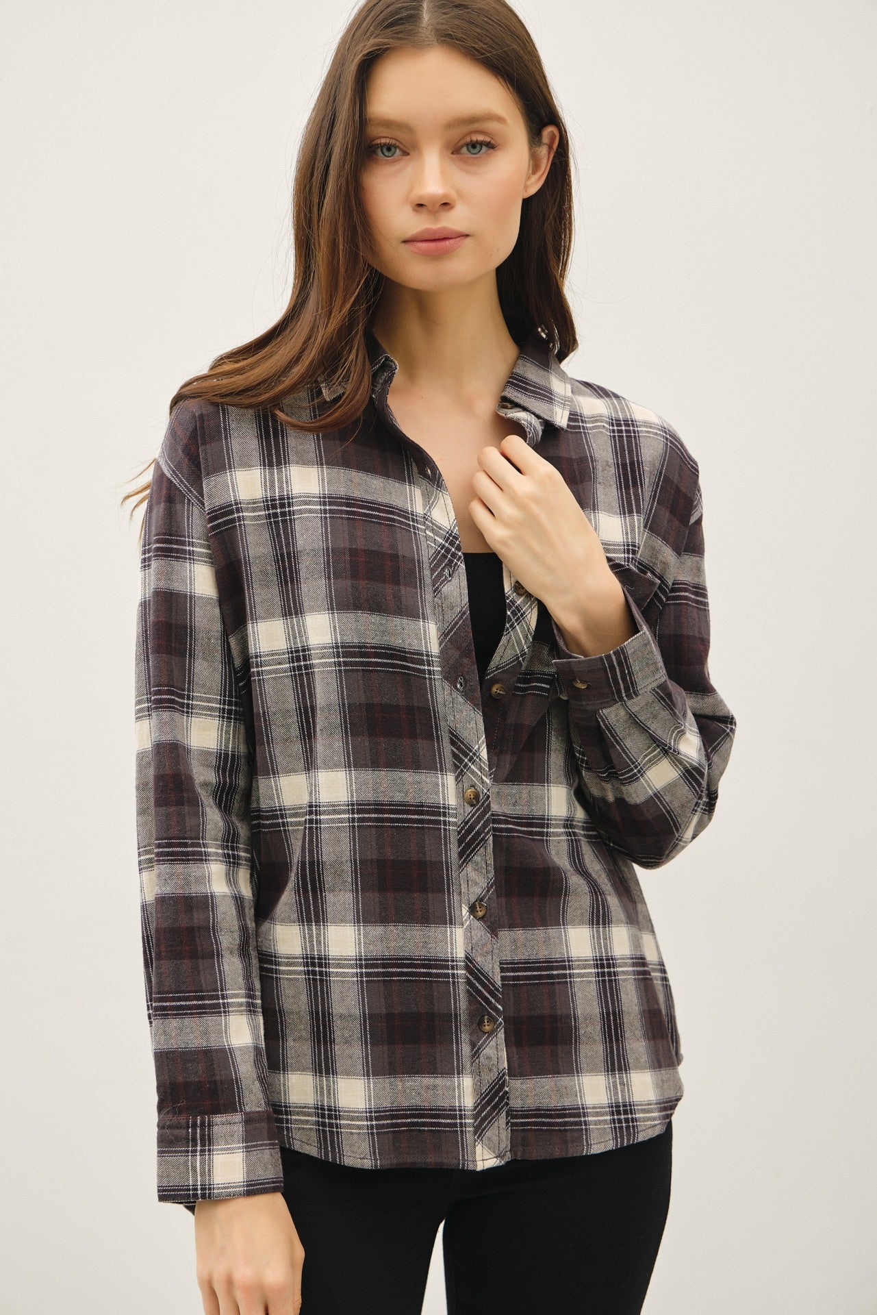 Khaki Plaid Oversized Flannel