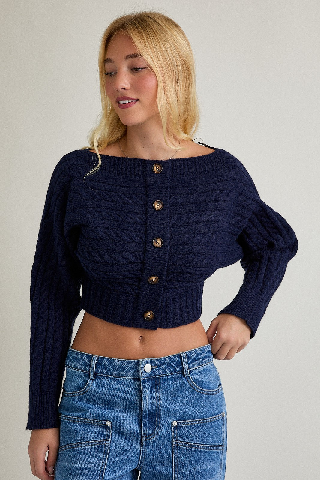 Off Shoulder Button Down Top-3   Colors!