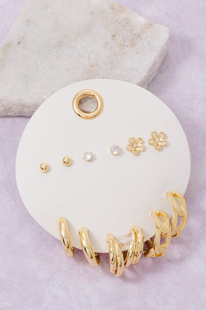 Assorted Hoop And Stud Earrings Set