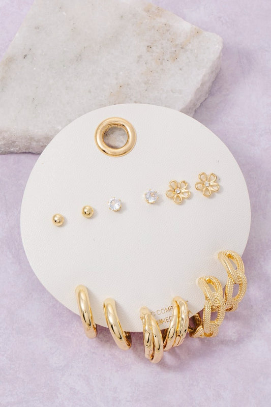 Assorted Hoop And Stud Earrings Set