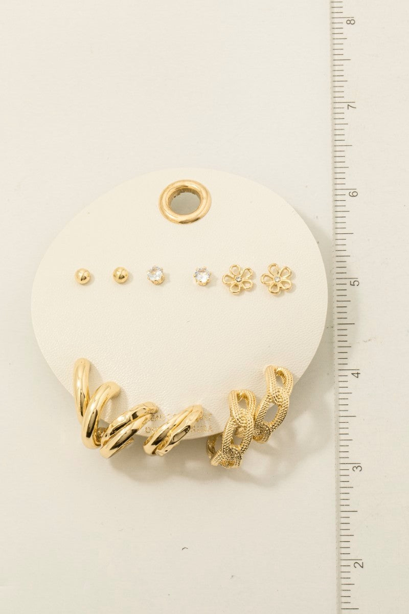 Assorted Hoop And Stud Earrings Set