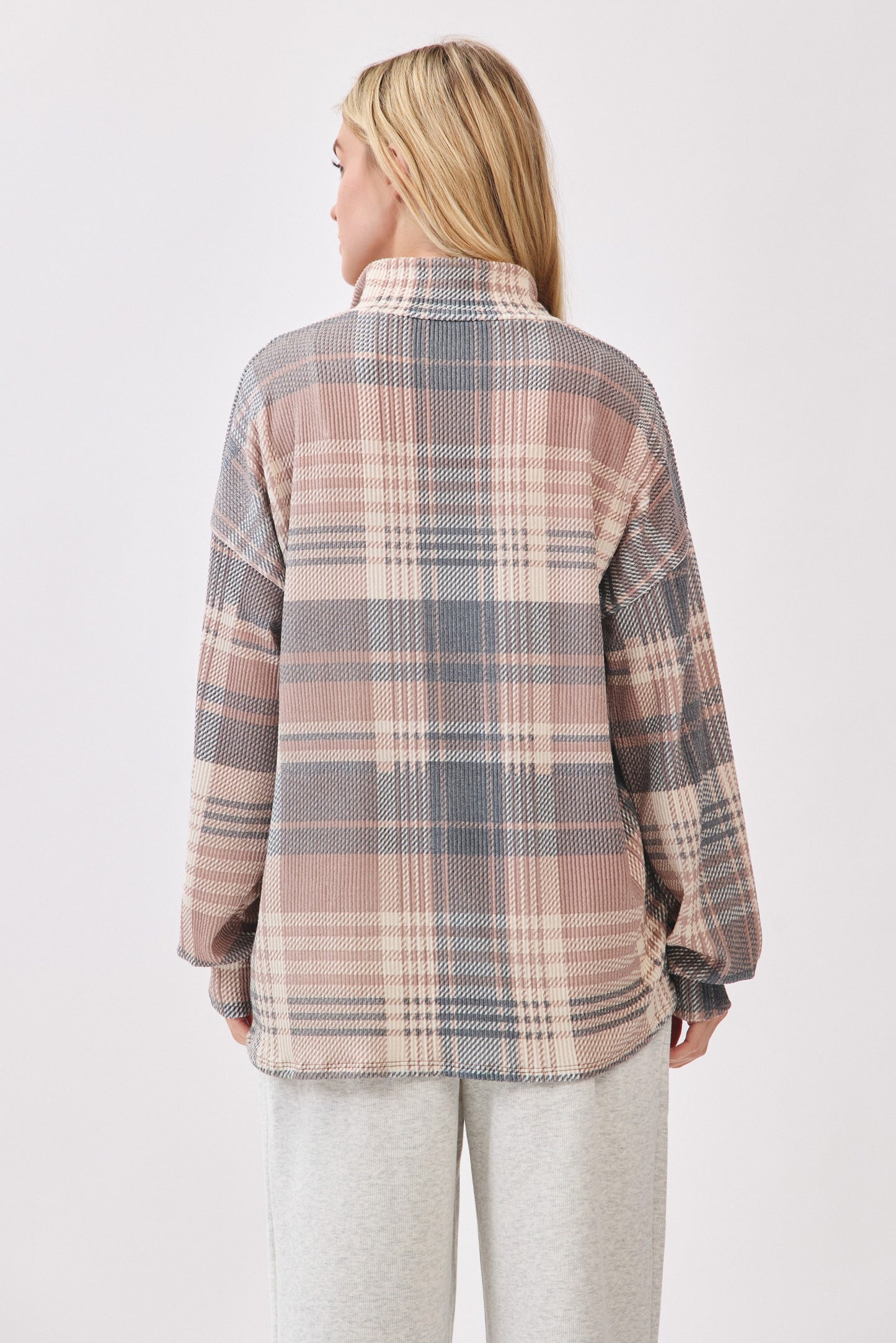 Plaid Quarter-zip Pullover