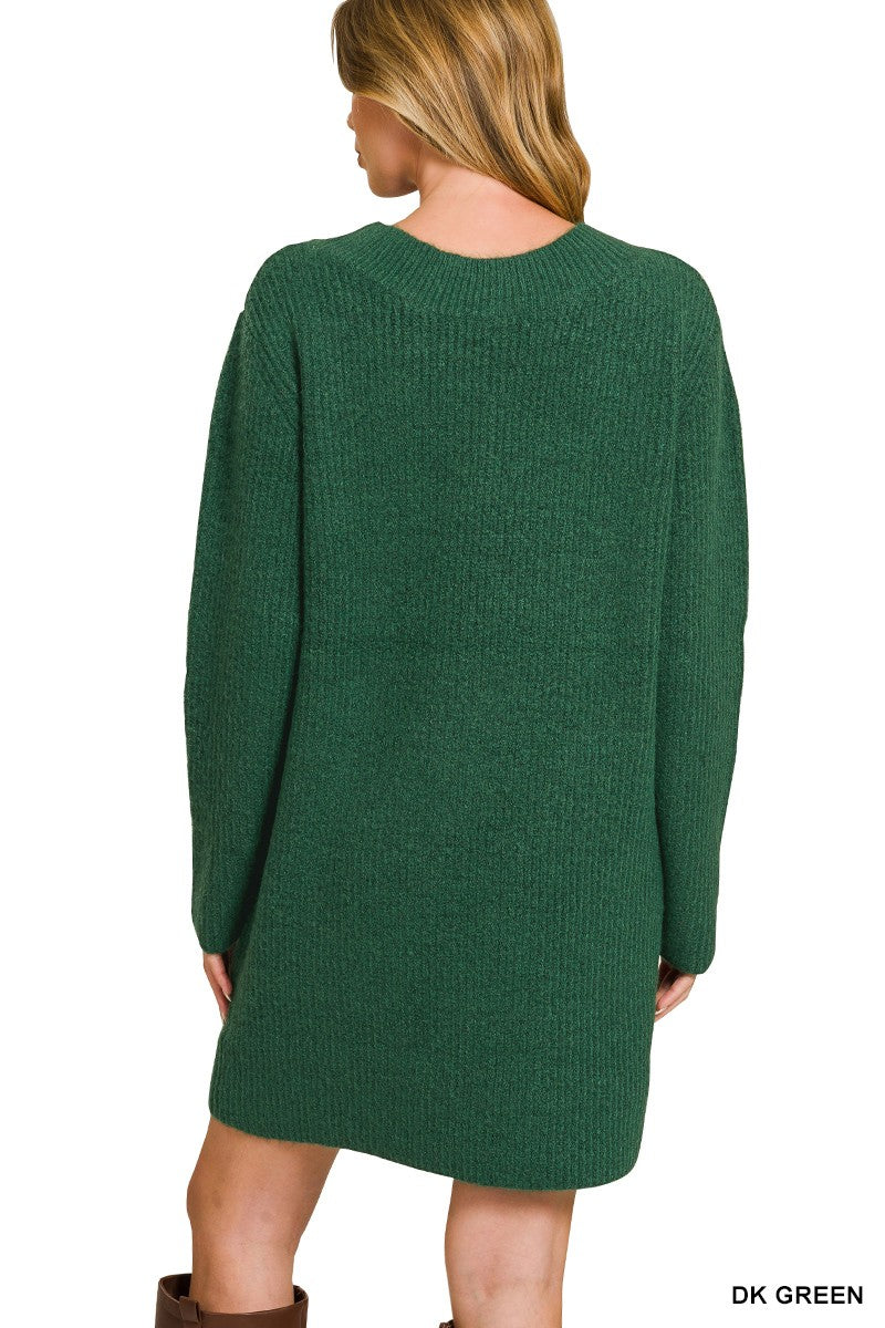 V Neck Sweater Dress-3 Colors!