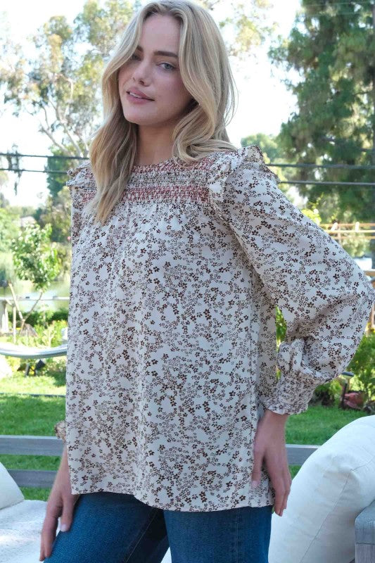 DOORBUSTER: Lovely Mood Floral Print Woven Blouse