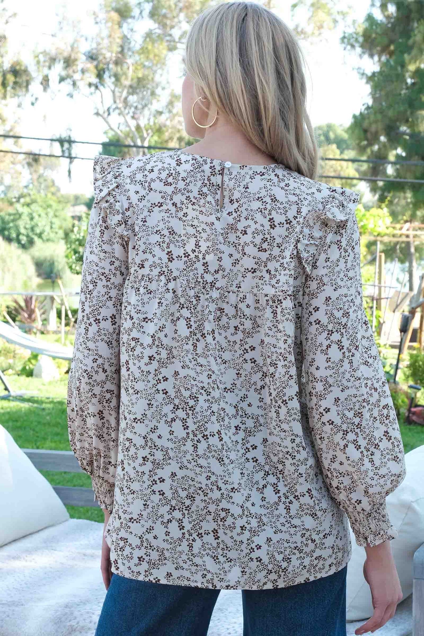 DOORBUSTER: Lovely Mood Floral Print Woven Blouse