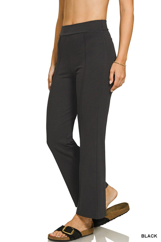 Ponte Elastic Waistband Pintuck Pants
