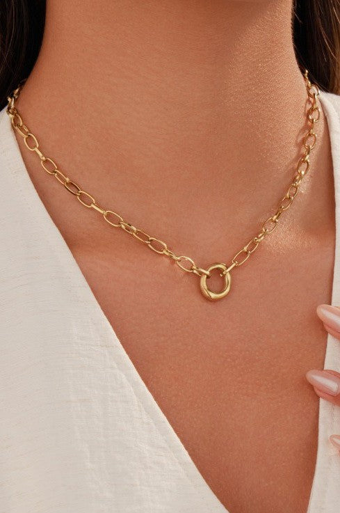 18K Stainless Steel Oval Necklace-2 Colors!