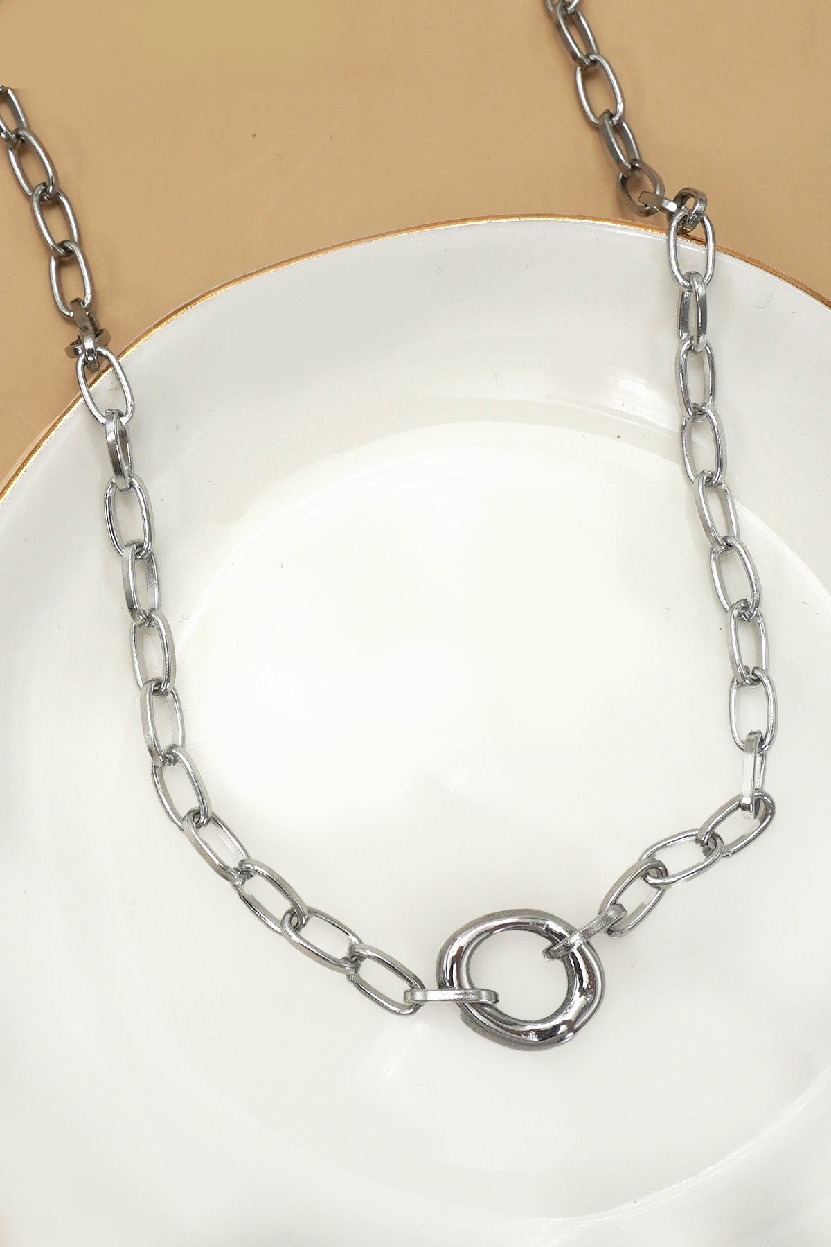 18K Stainless Steel Oval Necklace-2 Colors!