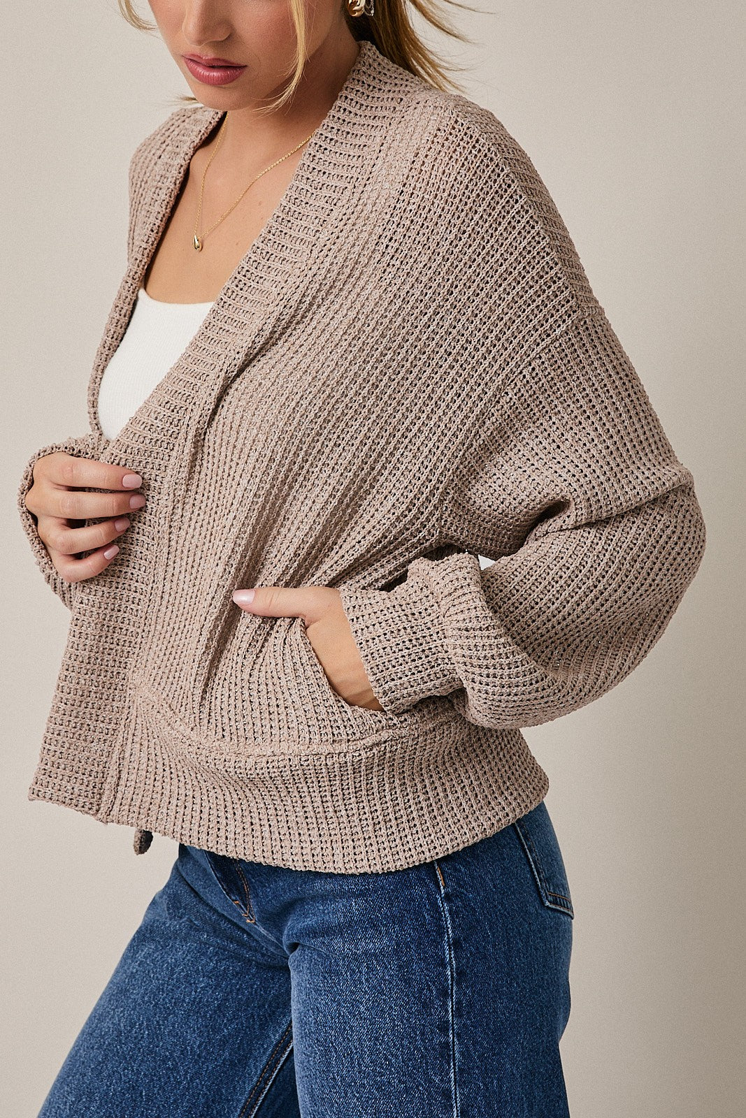 Cropped Long Sleeve Cardigan