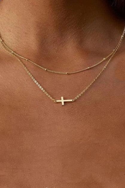 18K Gold Waterproof Cross Necklace