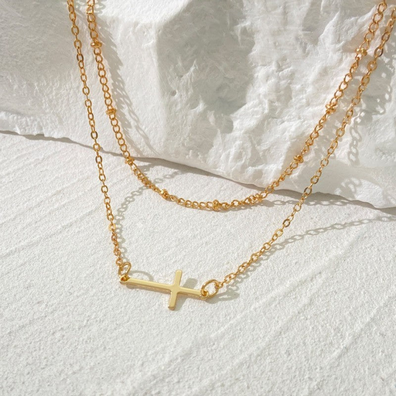 18K Gold Waterproof Cross Necklace