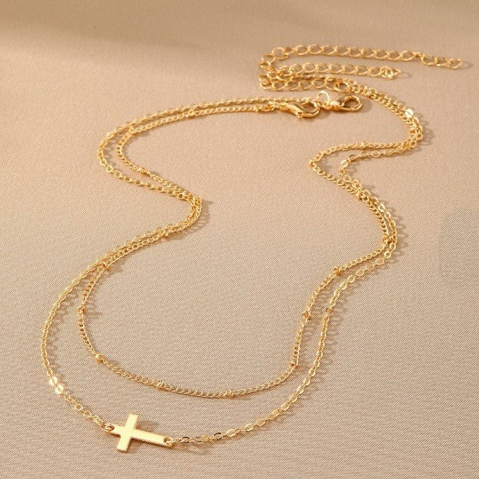 18K Gold Waterproof Cross Necklace
