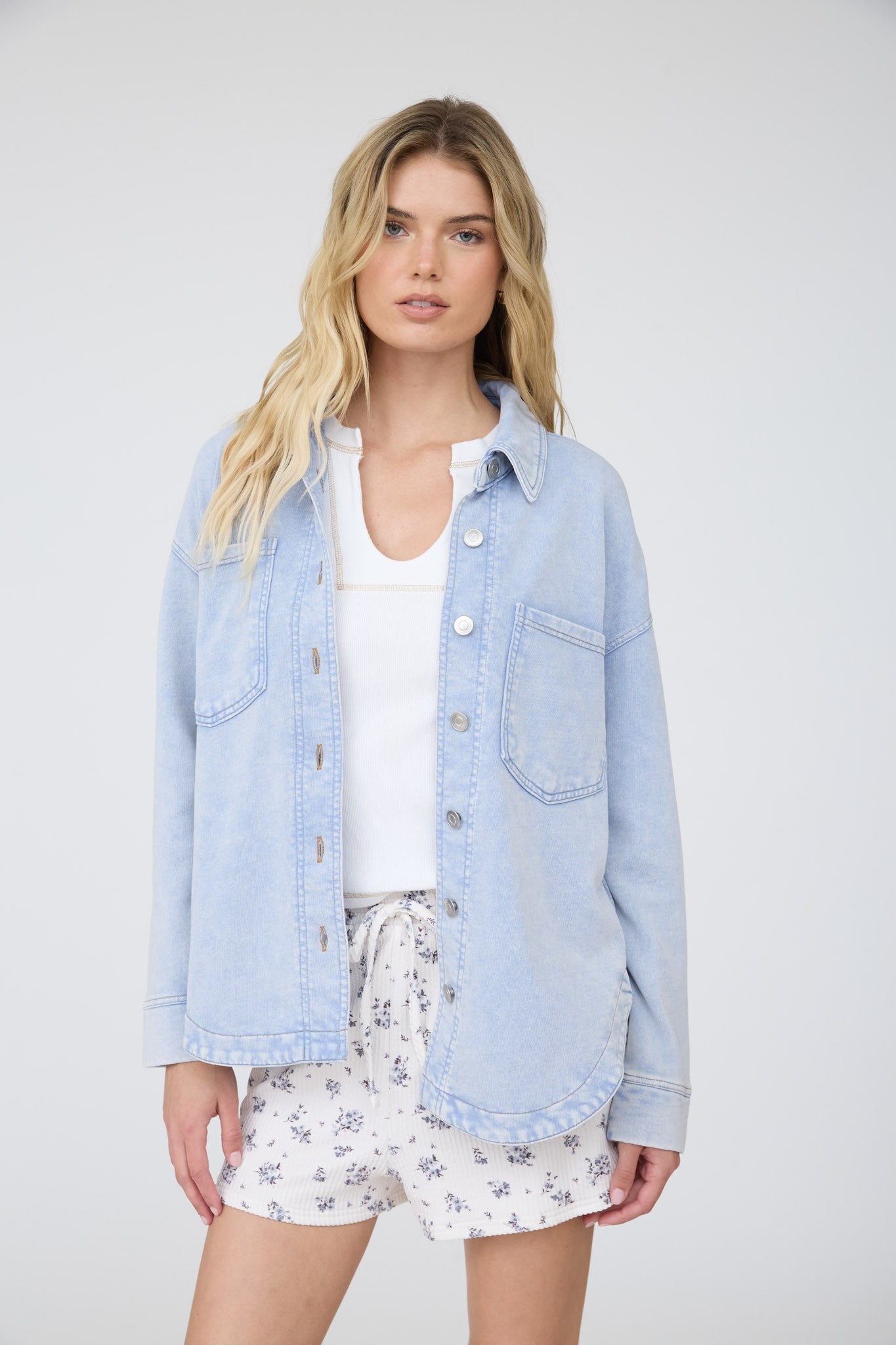 Acid Wash Cotton Knit Shacket