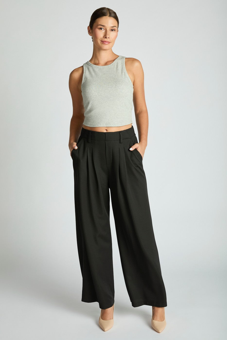 Micro Waffle Wide Leg Trousers
