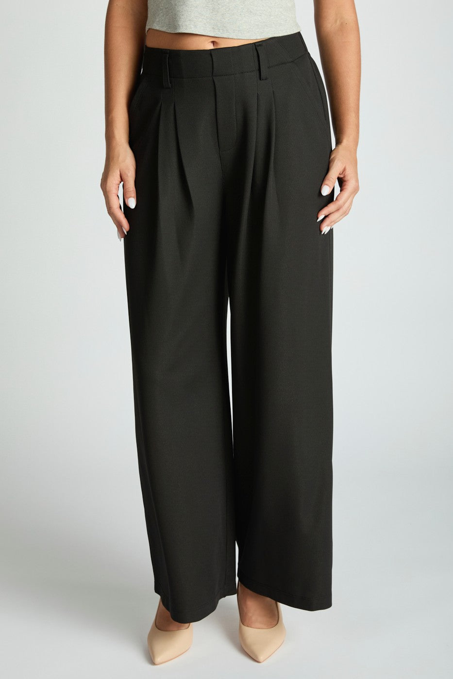 Micro Waffle Wide Leg Trousers