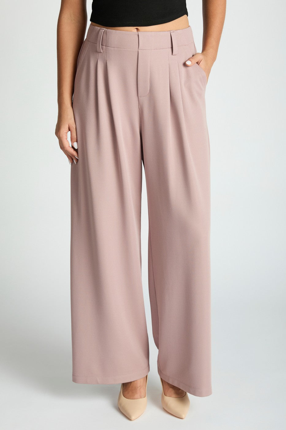 Micro Waffle Wide Leg Trousers
