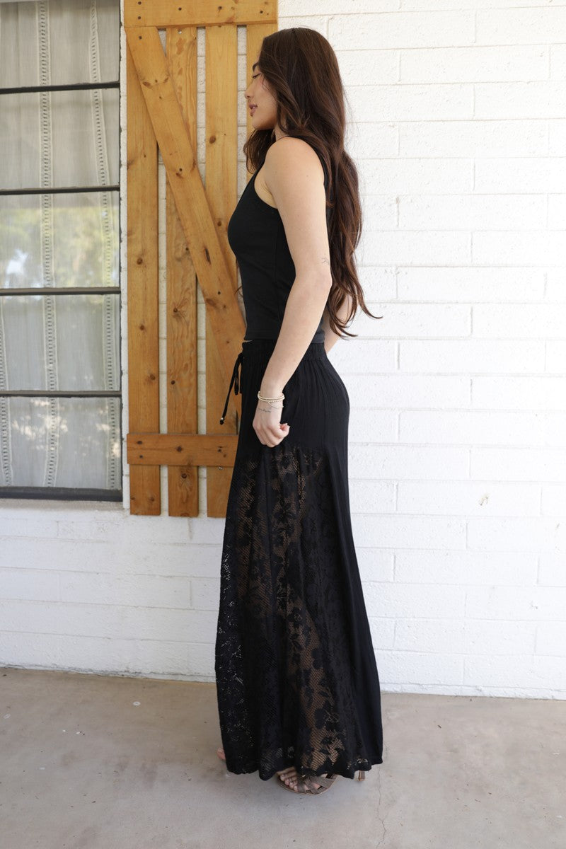 Lace Side Wide Leg Pants