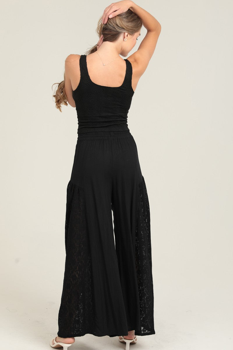 Lace Side Wide Leg Pants