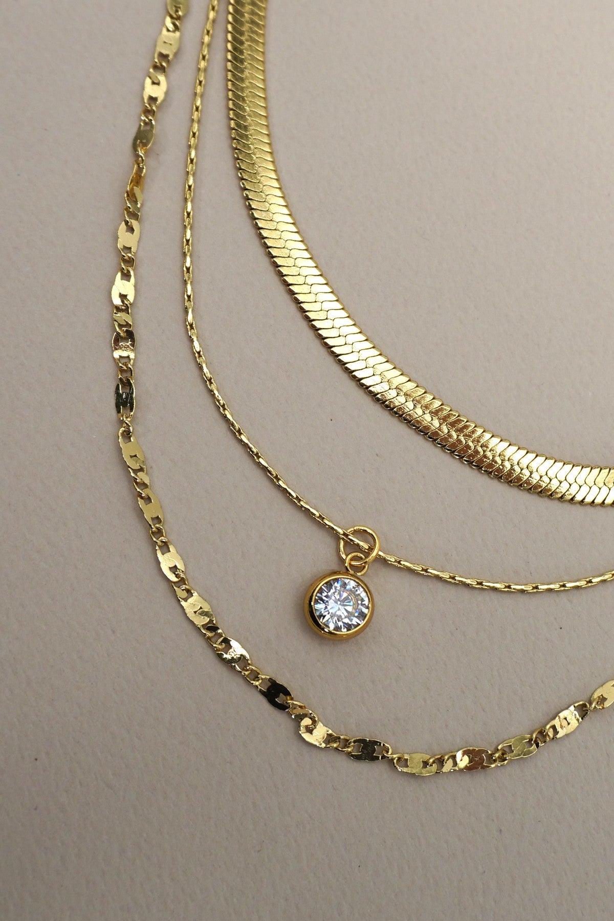 18K Gold Layered Rhinestone Necklace