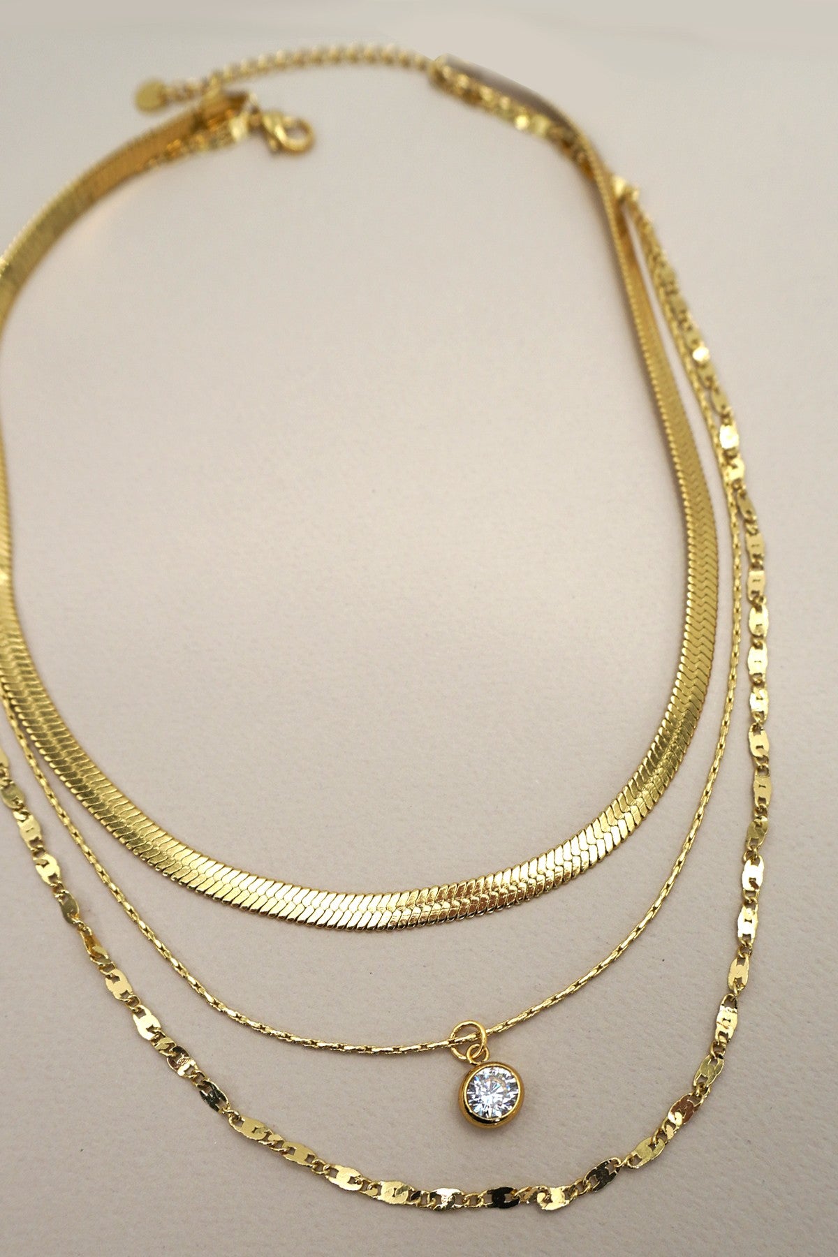 18K Gold Layered Rhinestone Necklace