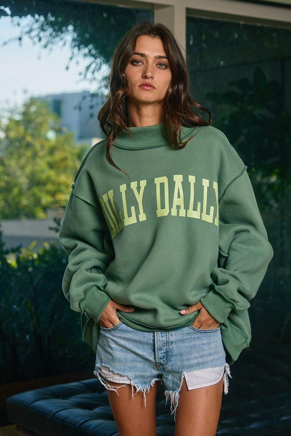Dilly Dally Reversible Mockneck Sweatshirt
