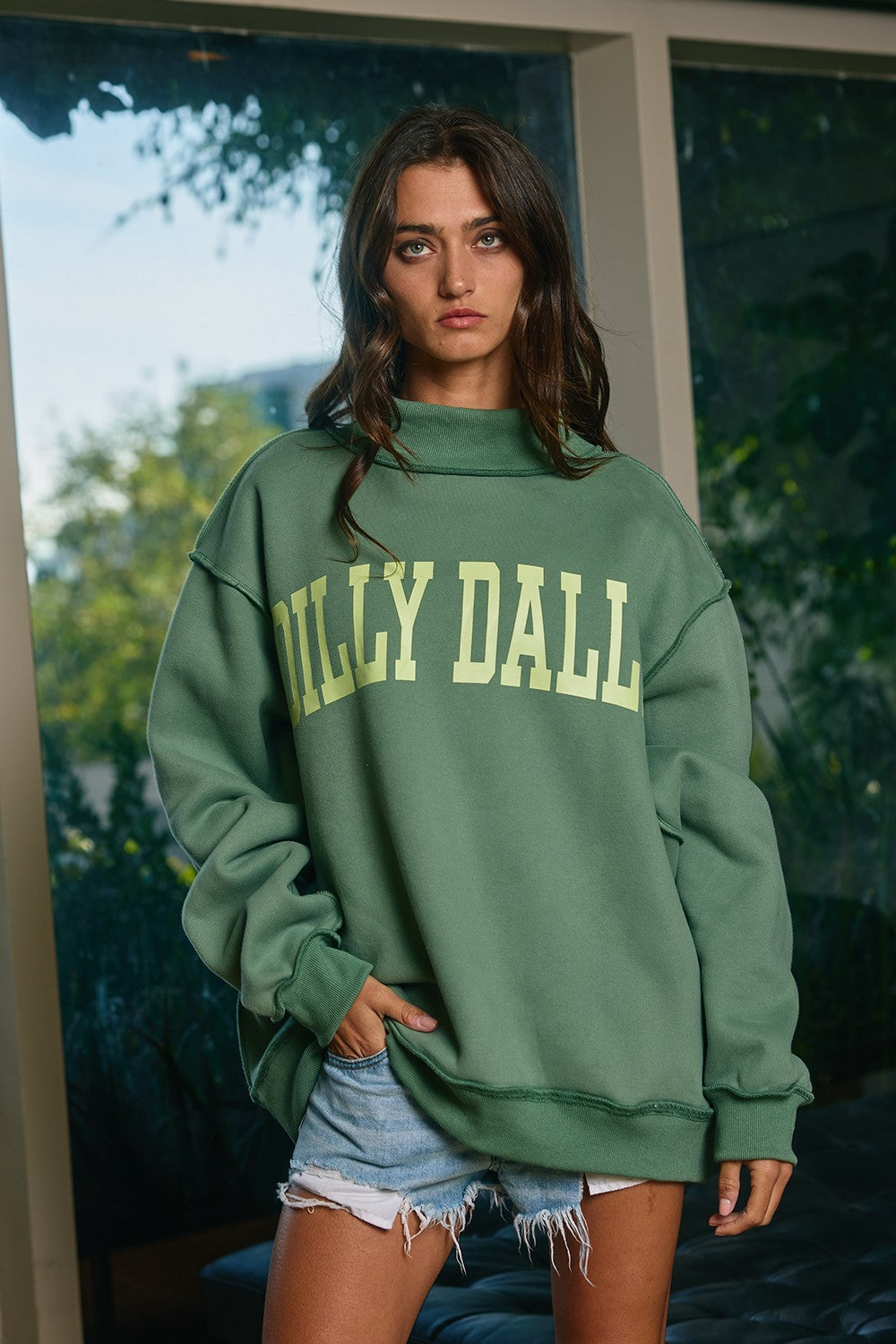Dilly Dally Reversible Mockneck Sweatshirt