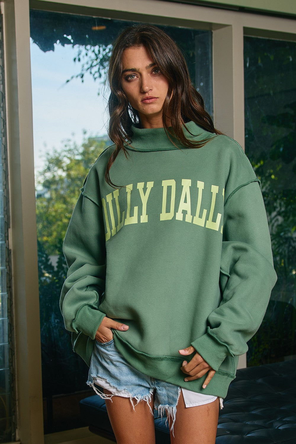 Dilly Dally Reversible Mockneck Sweatshirt