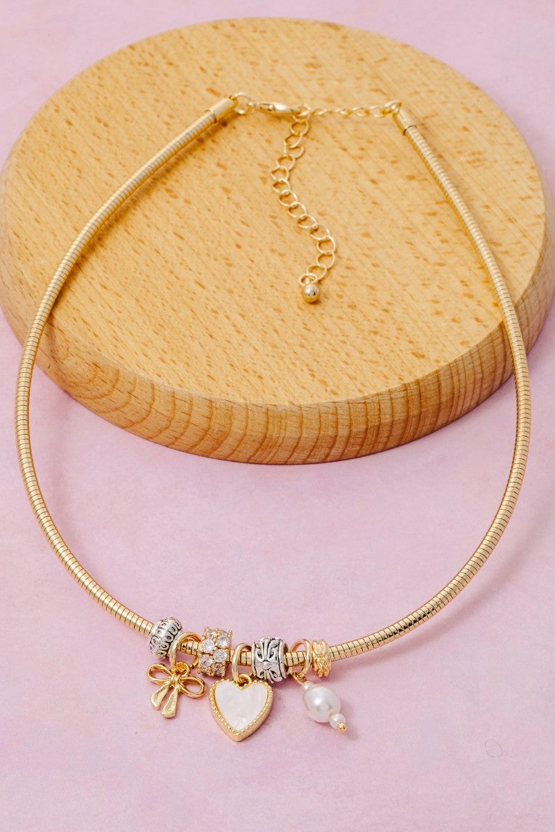 Mini Charms Coiled Choker Necklace