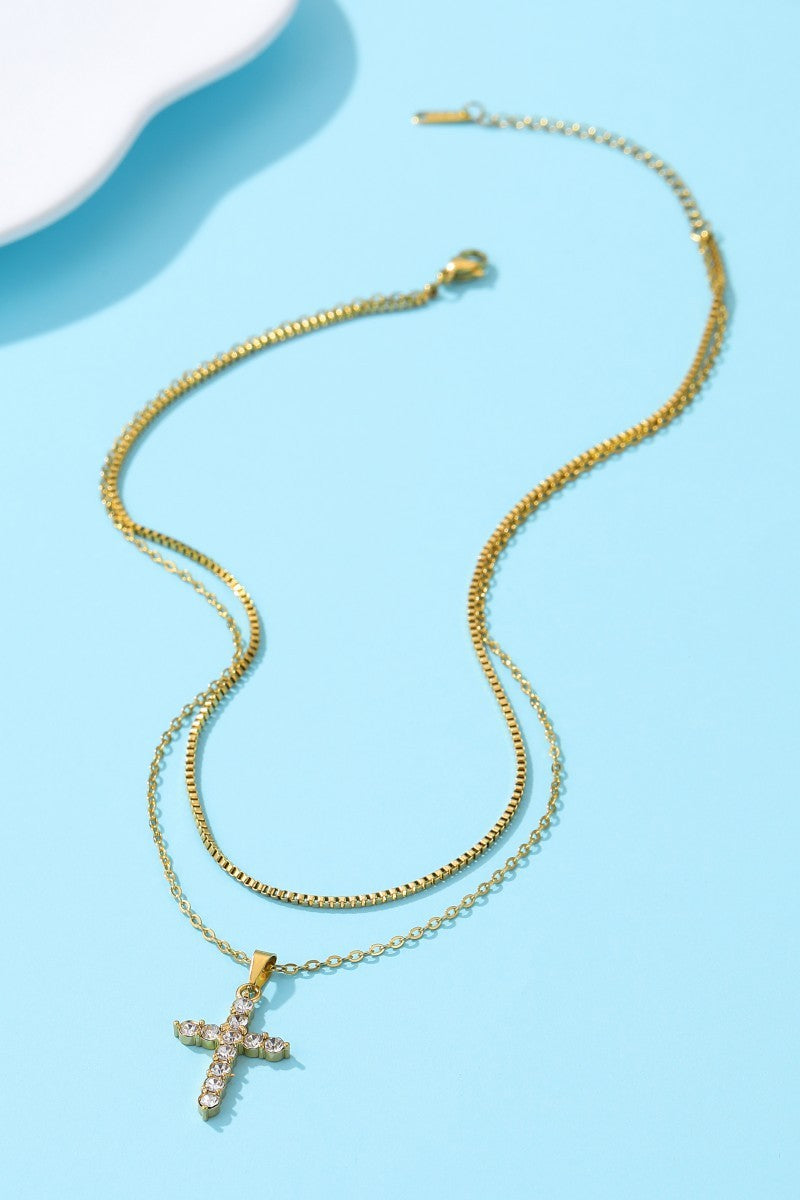 18K Gold Layered Cross Necklace