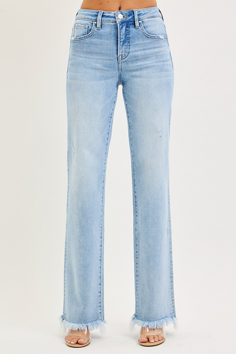 Risen Jeans - 34" Inseam Tummy Control High Rise Long Straight Jeans- 2 Colors!
