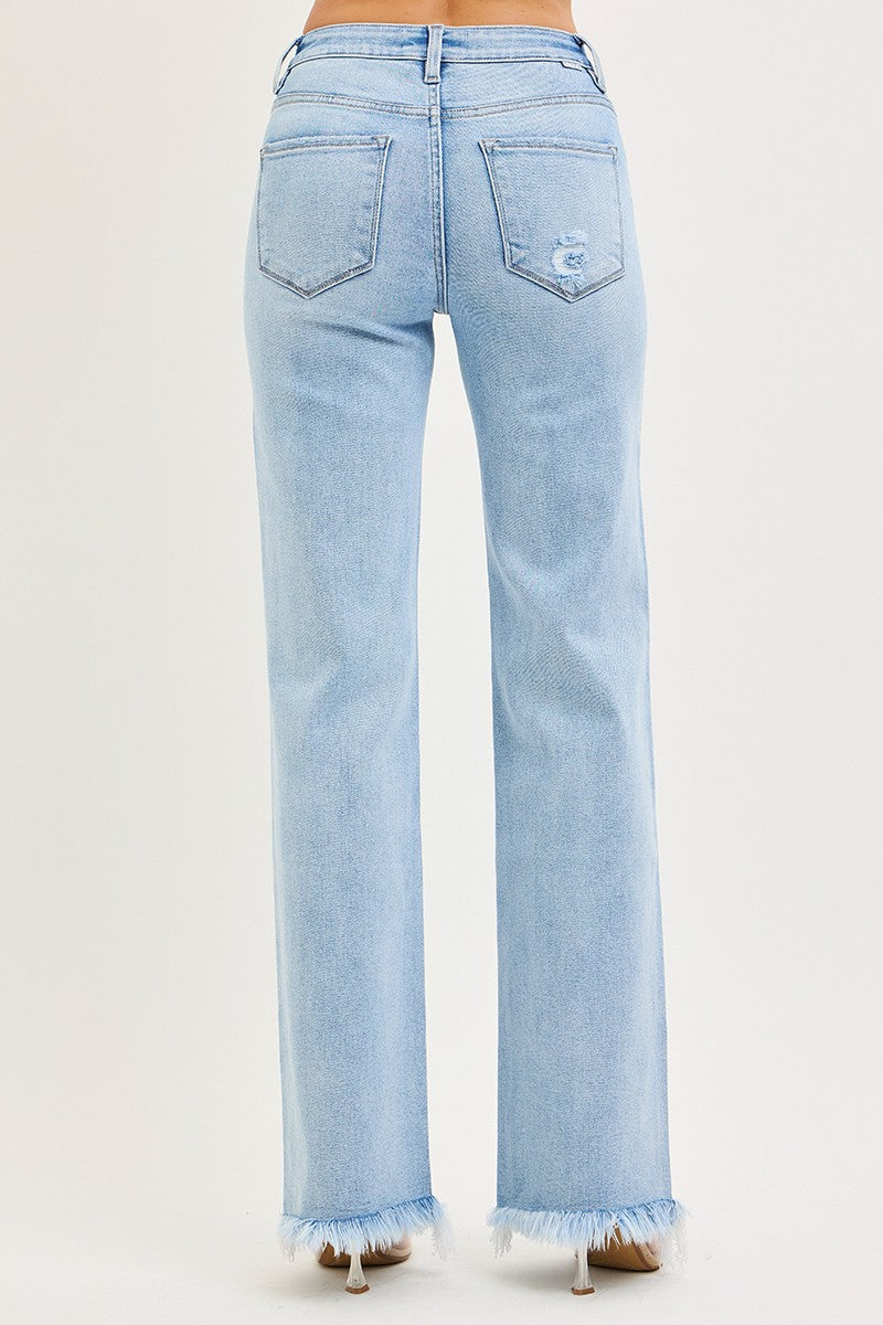 Risen Jeans - 34" Inseam Tummy Control High Rise Long Straight Jeans- 2 Colors!