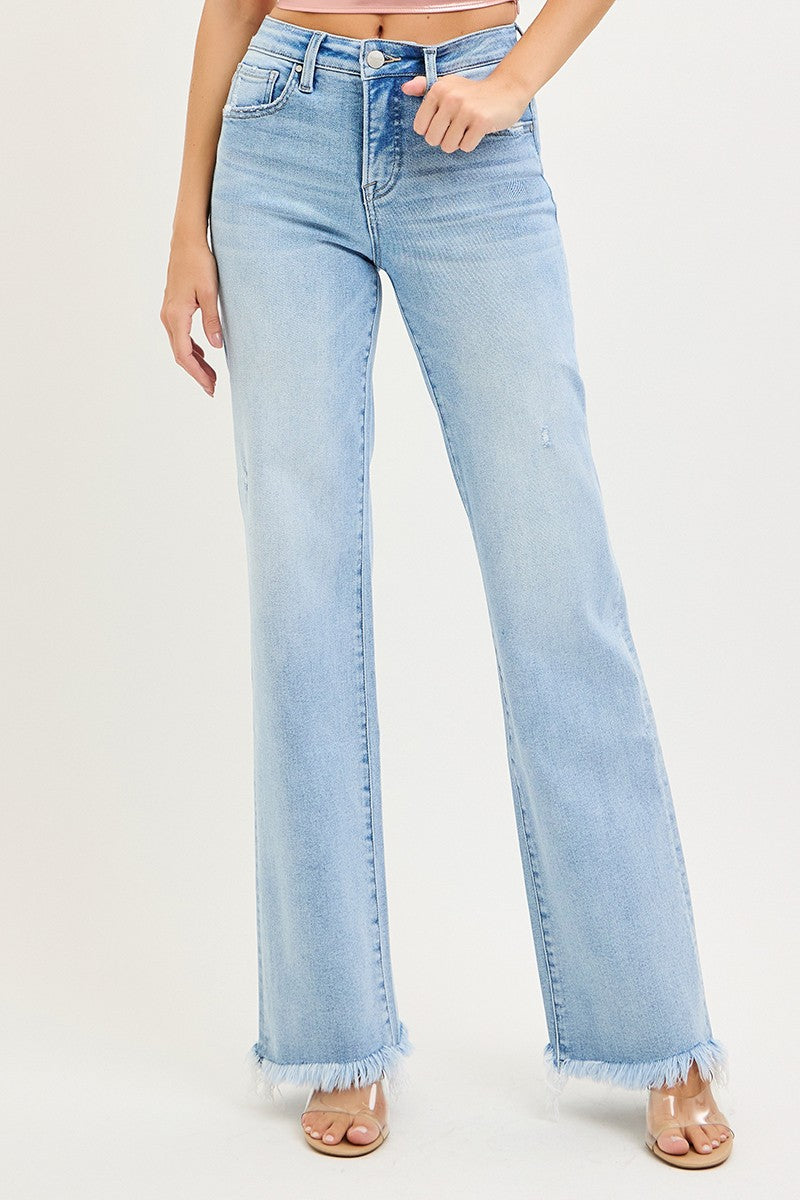 Risen Jeans - 34" Inseam Tummy Control High Rise Long Straight Jeans- 2 Colors!