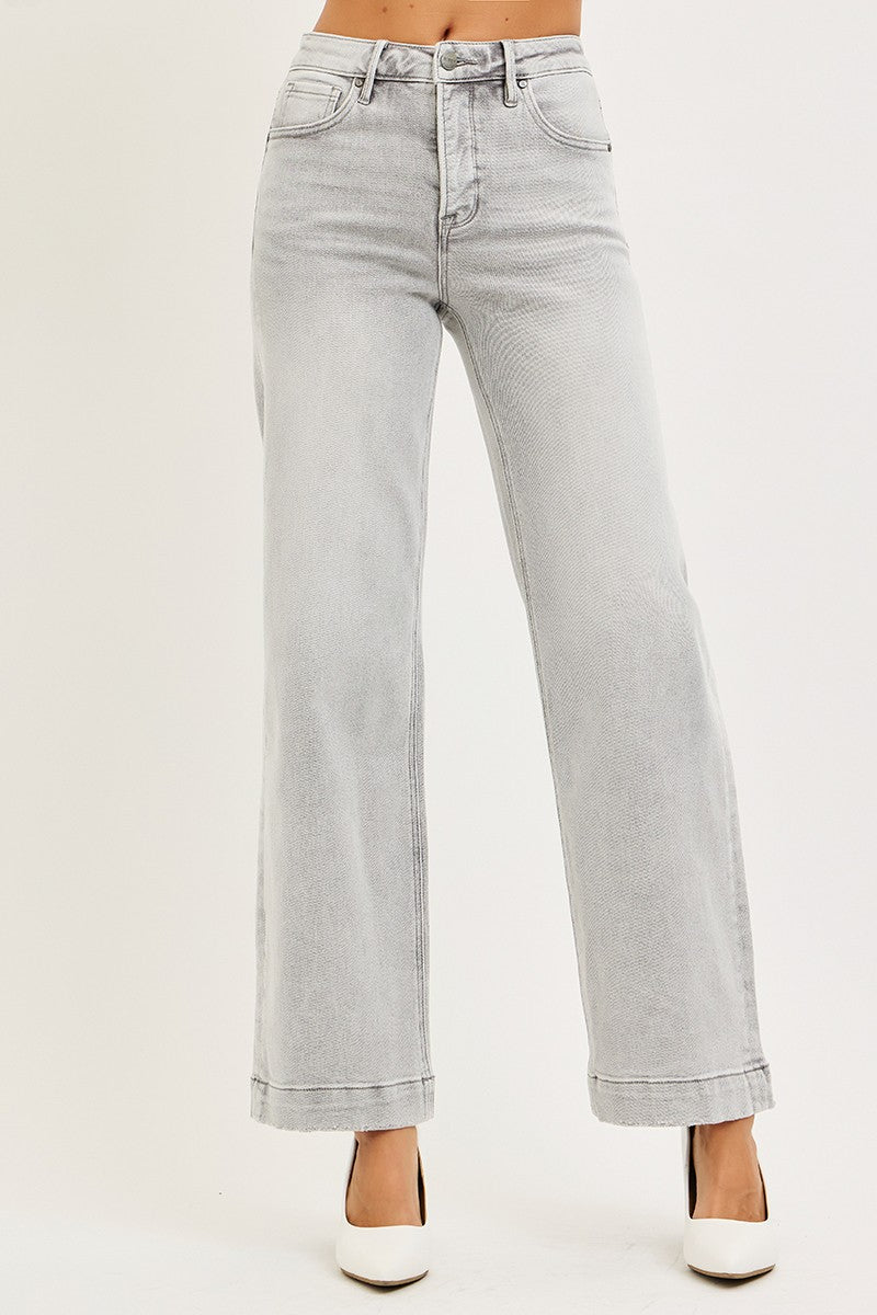 Risen Jeans: 30" Inseam High Rise Ankle Wide Jeans