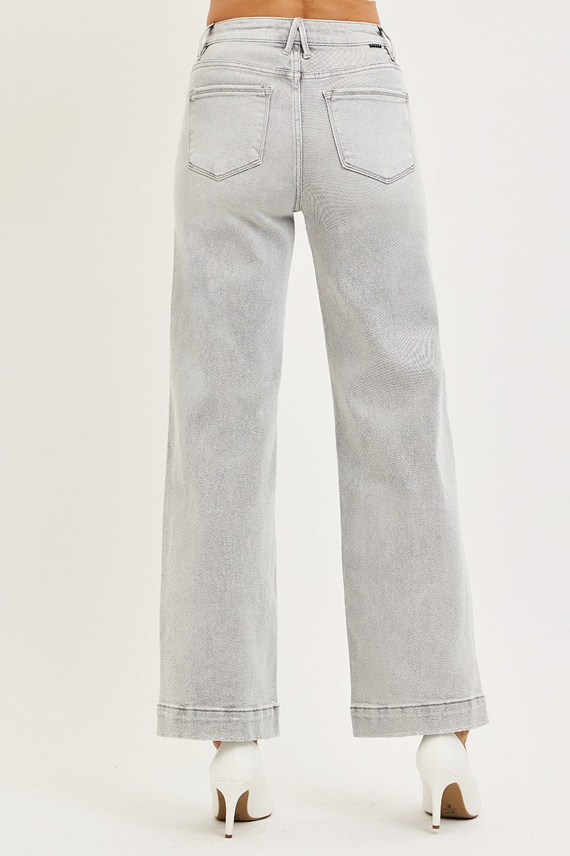 Risen Jeans: 30" Inseam High Rise Ankle Wide Jeans
