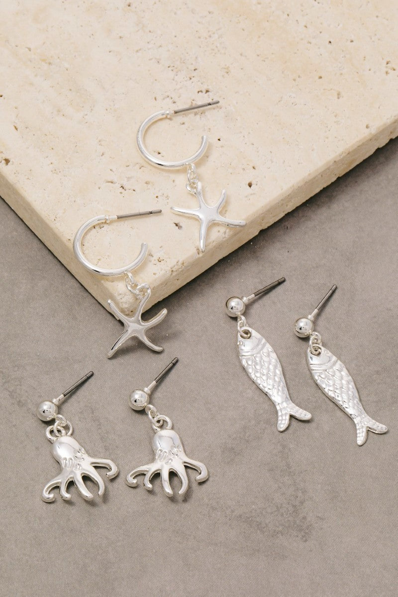 Sea Life Charm Hoop Earrings