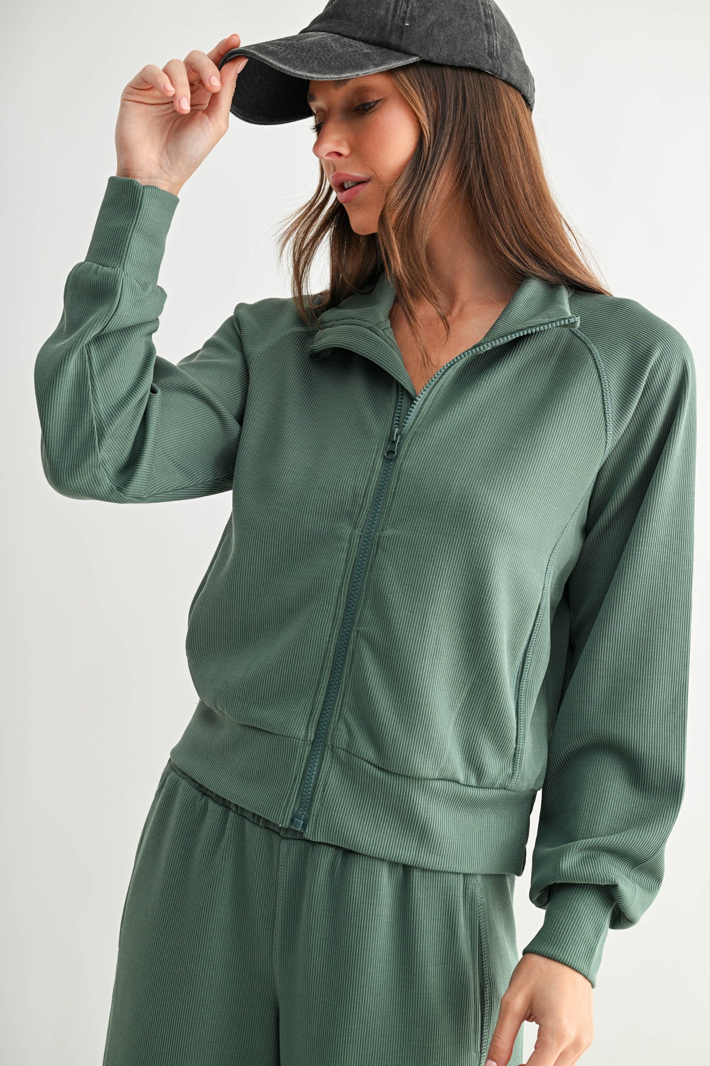 Mono B Luxe Sand Wash Rib Zip Jacket DOORBUSTER