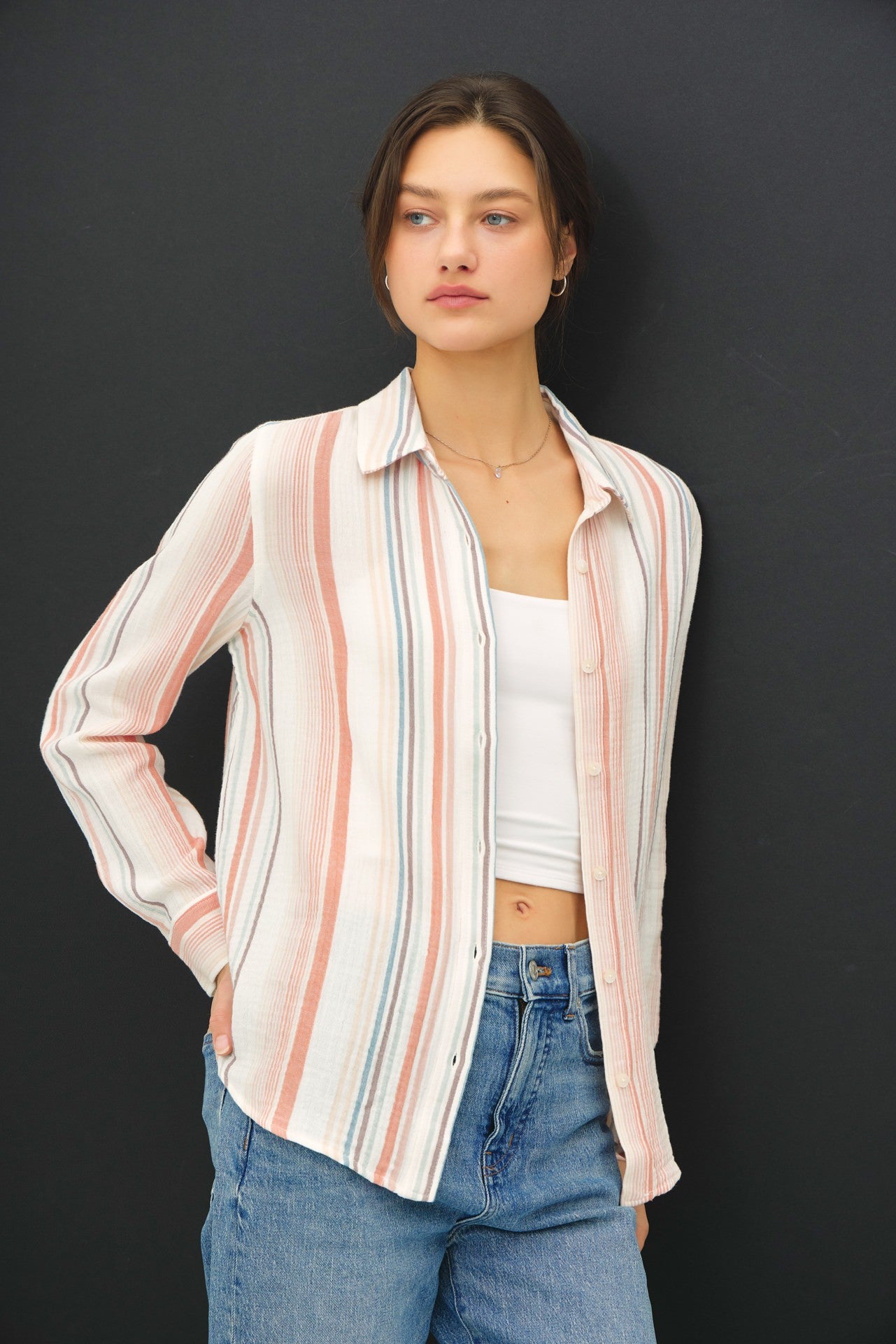 Tailored Touch Striped Button Up