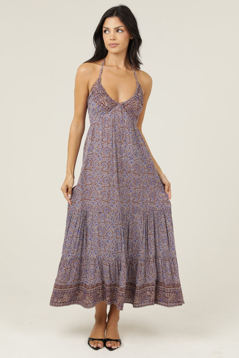 Printed Halter Maxi Dress
