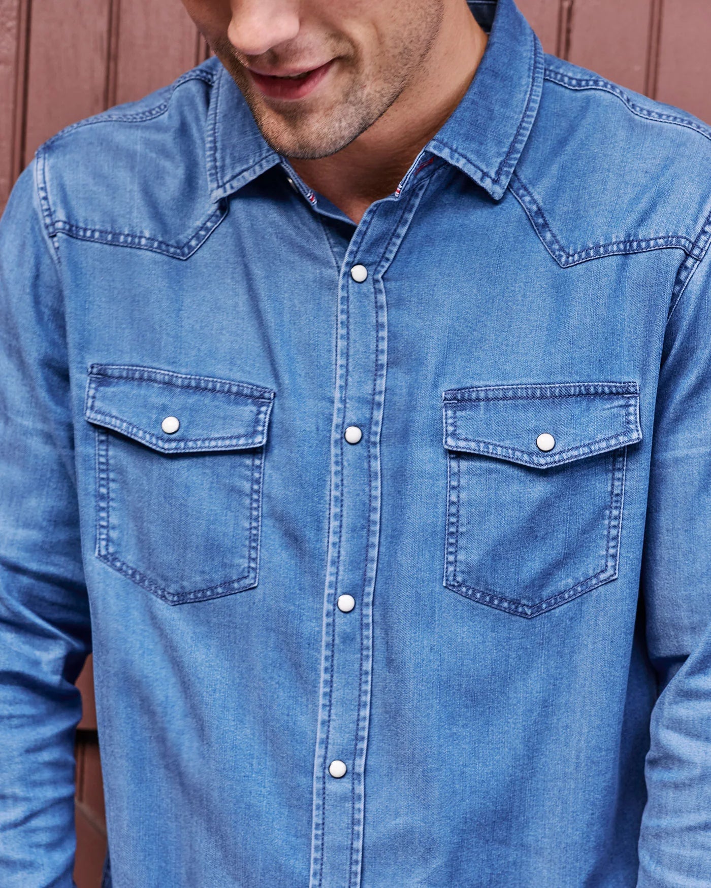 SACRAMENTO STRETCH CHAMBRAY WESTERN SHIRT