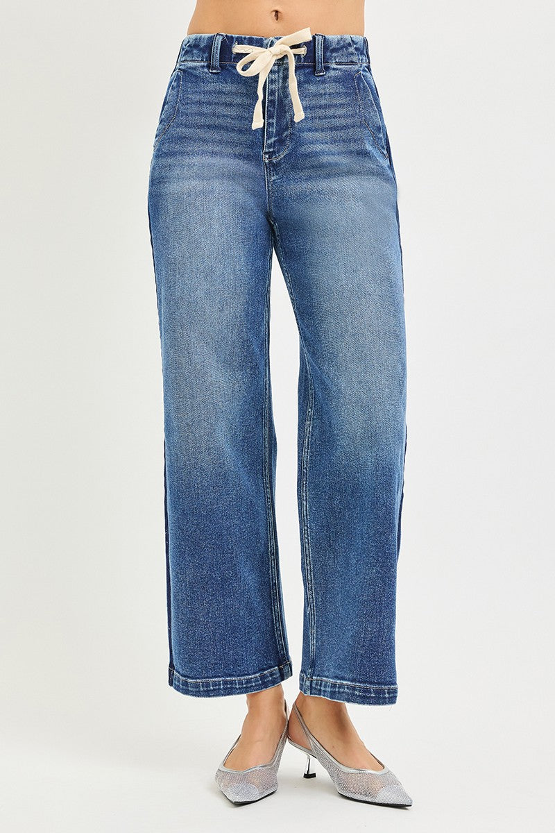 Risen Jeans High Rise Cropped Wide Leg Jeans