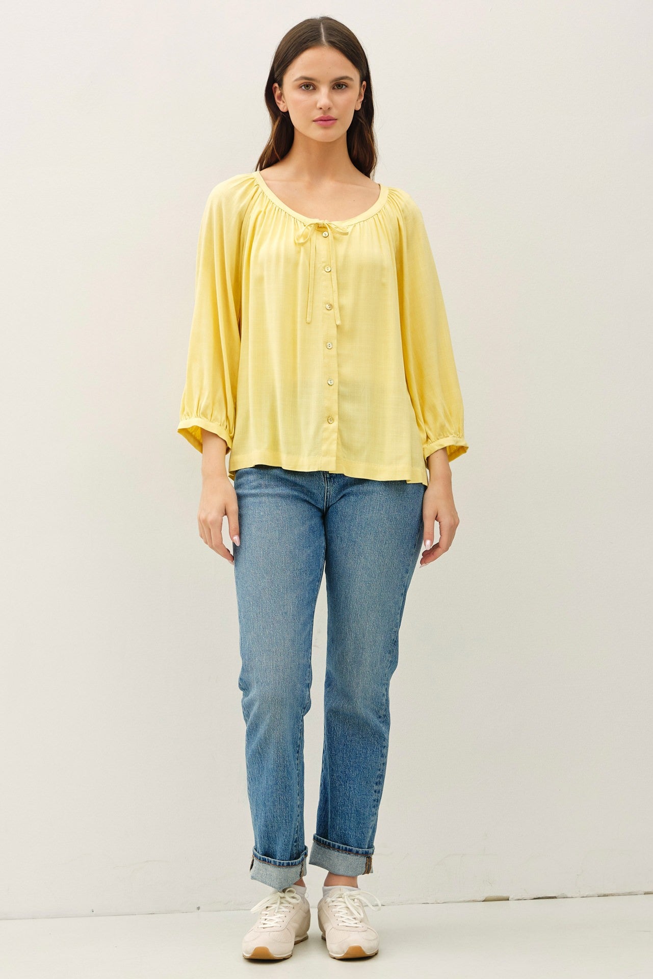 DOORBUSTER: Lace Trim Peasant Blouse