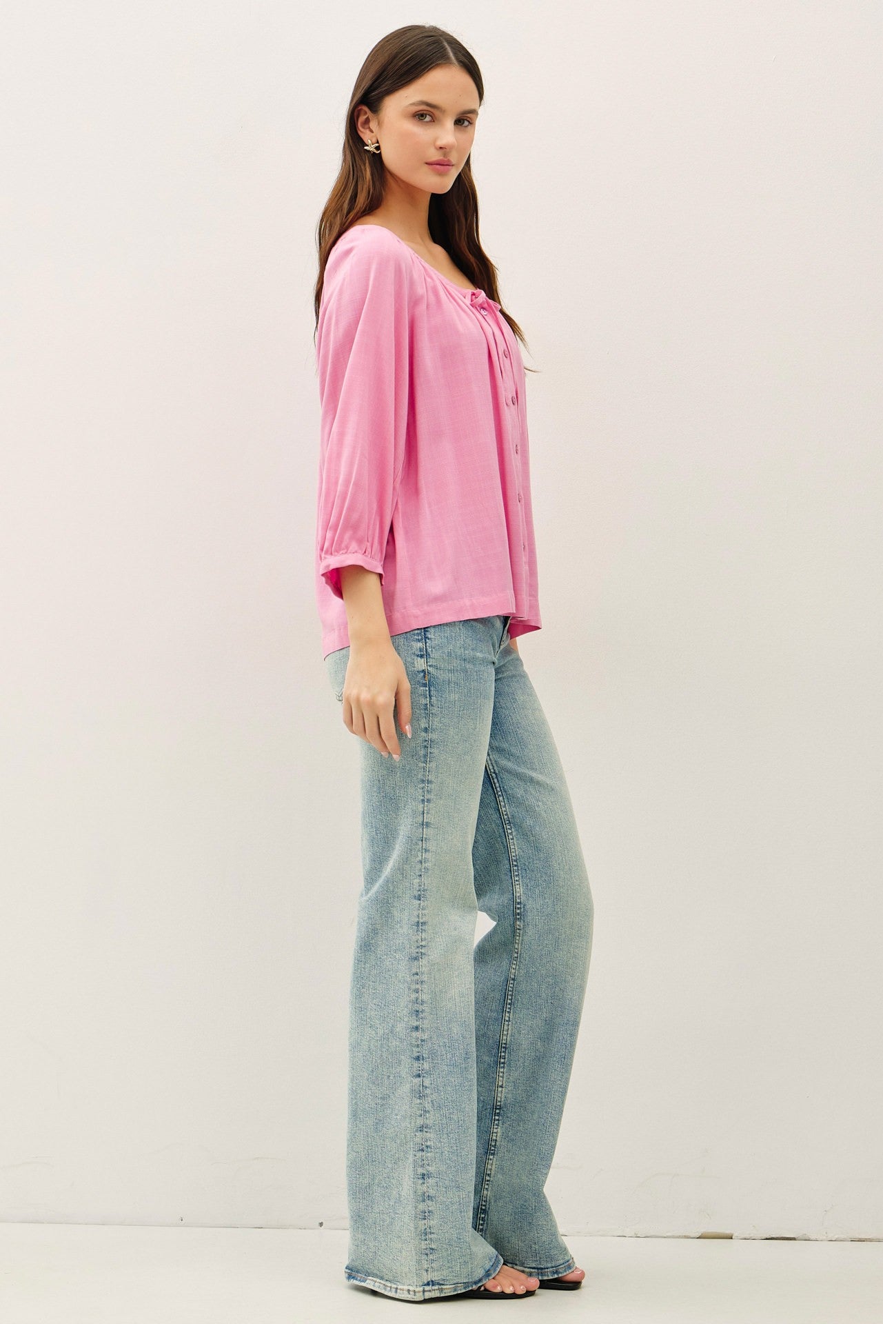DOORBUSTER: Lace Trim Peasant Blouse