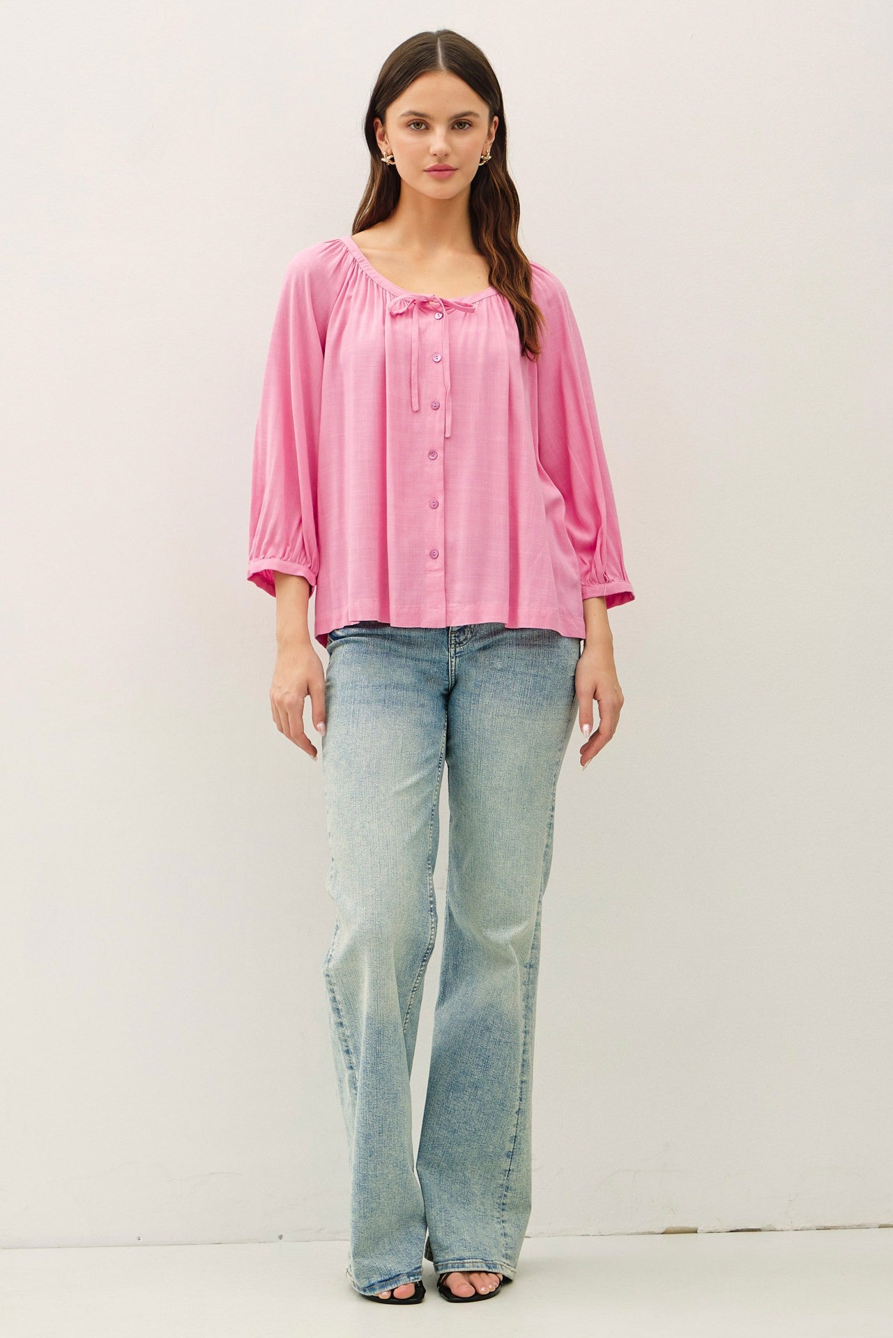 DOORBUSTER: Lace Trim Peasant Blouse