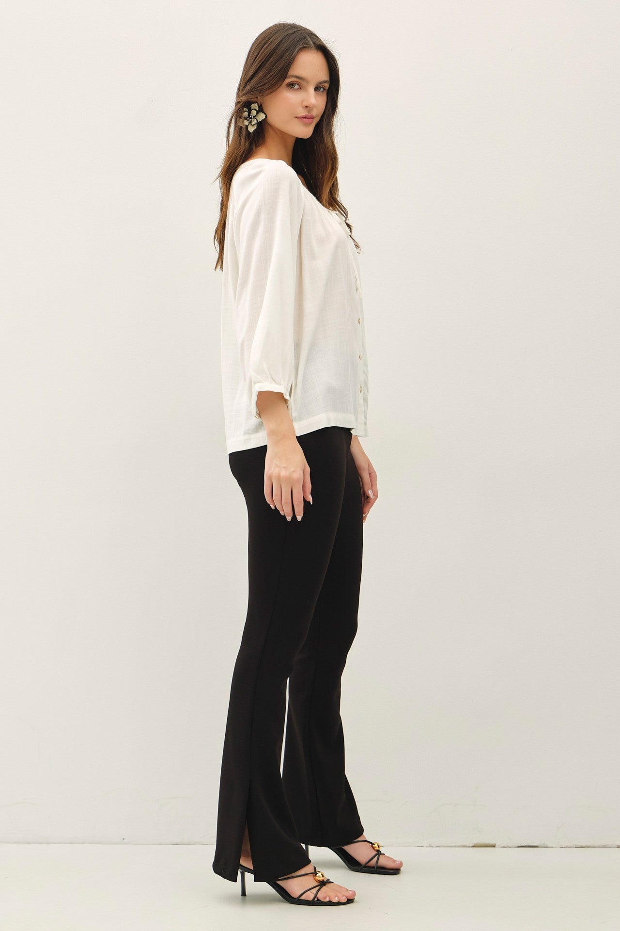 DOORBUSTER: Lace Trim Peasant Blouse