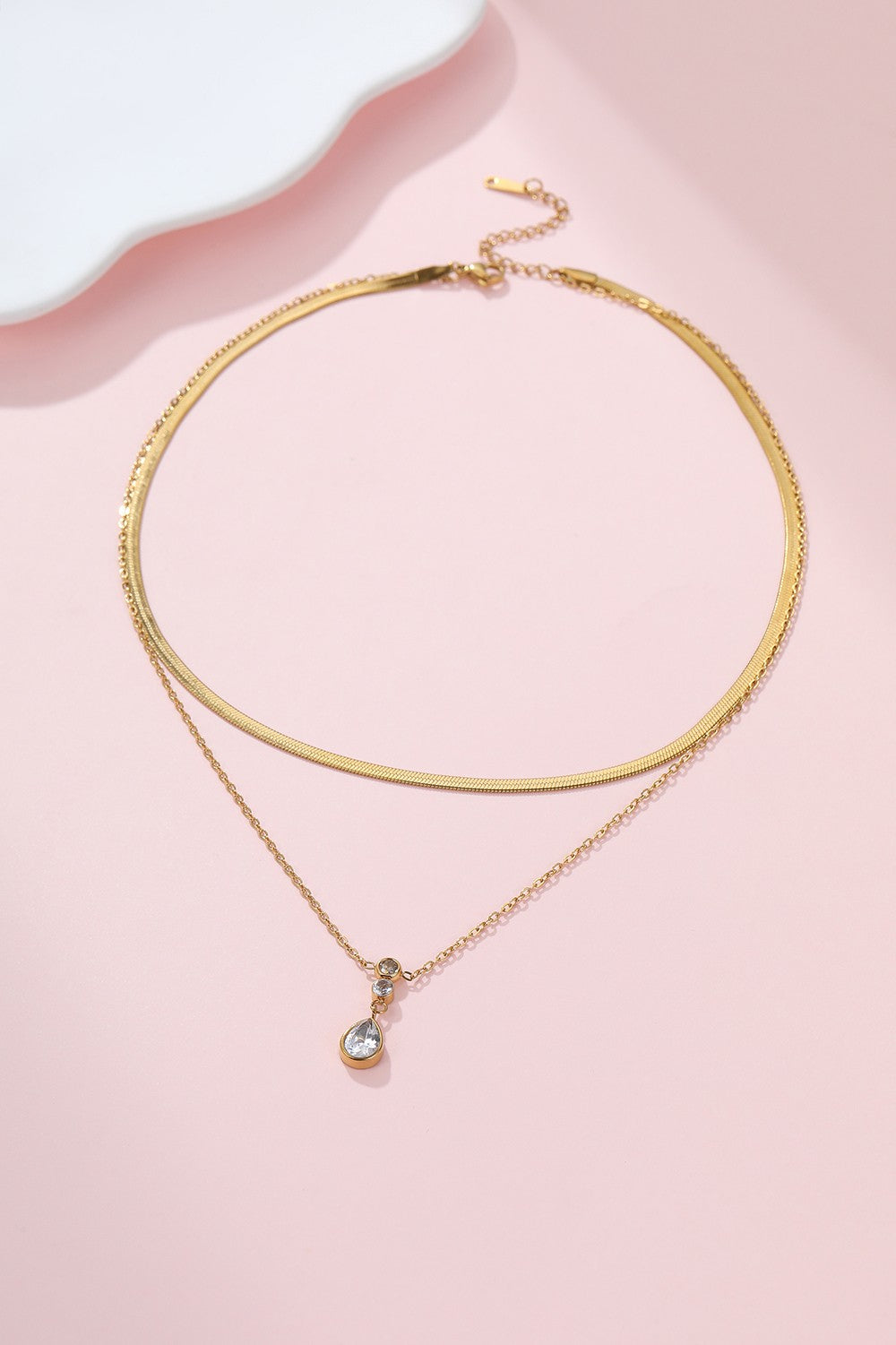 18K Gold Layered Rhinestone Necklace