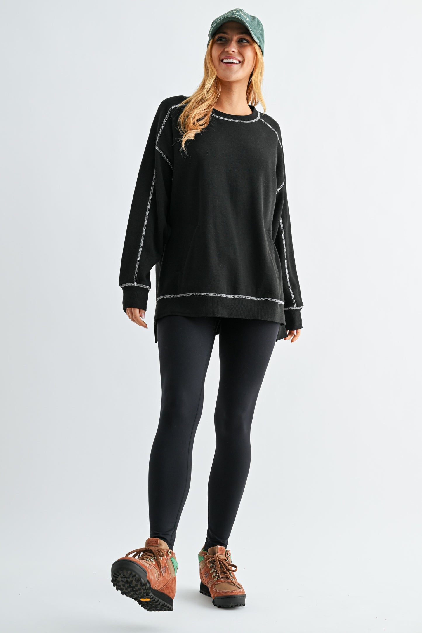 Mono B Contrast Stitch Fleece Sweatshirt DOORBUSTER