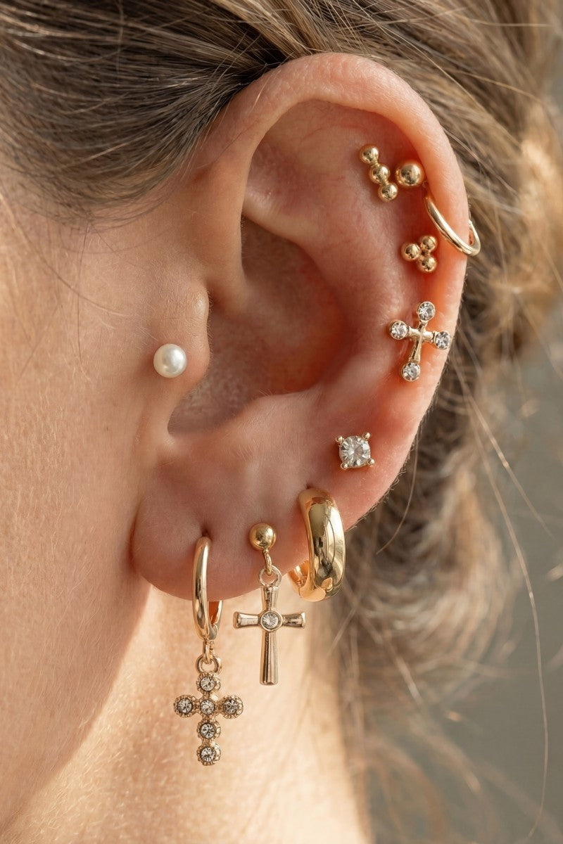 Cross Stud Earring Set